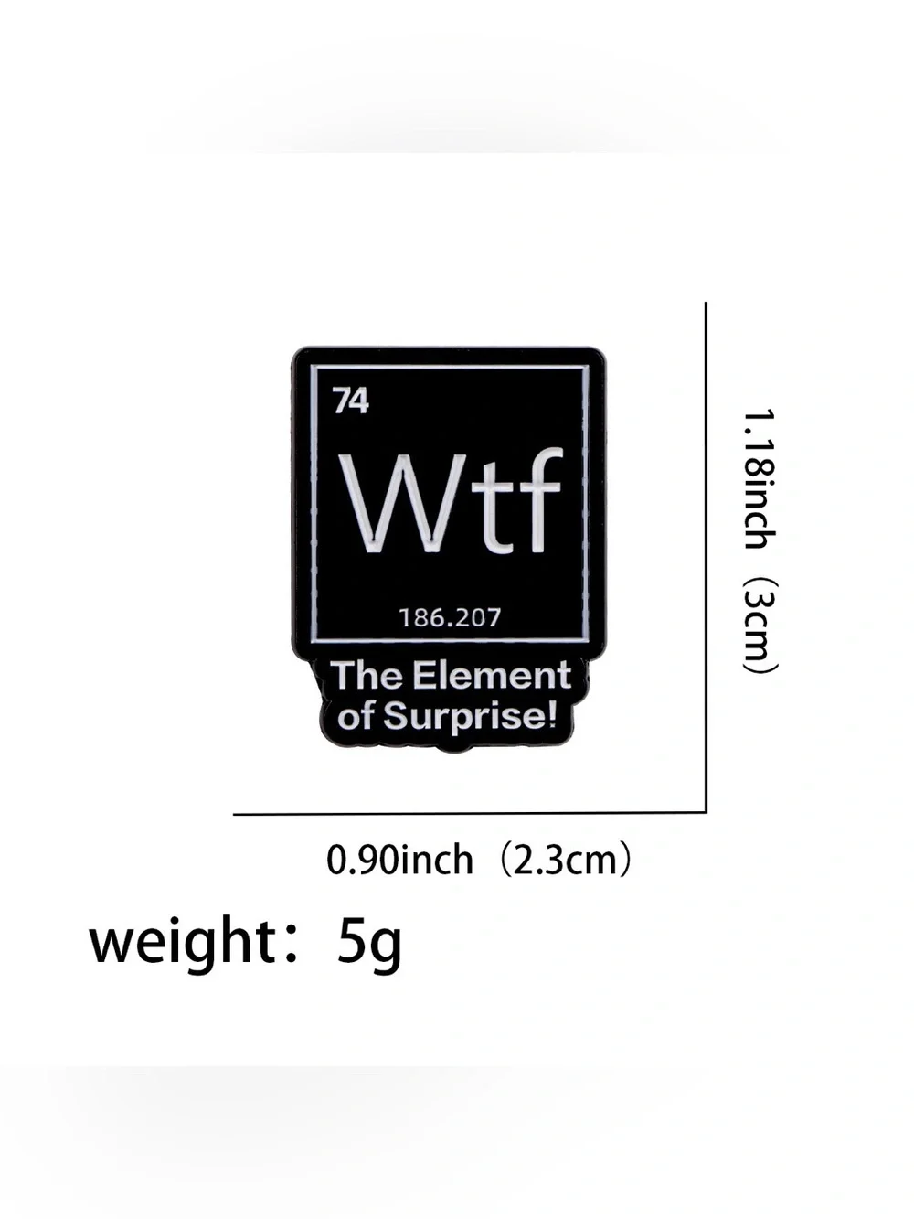 WTF Periodic Table Enamel Pin Funny Science Humor Lapel Pin Element of Surprise